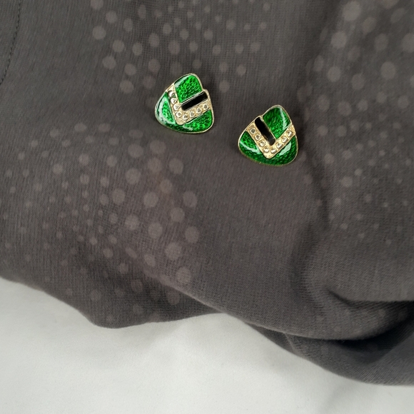 Vtg 80's Triangle V Earrings - Picture 3 of 9